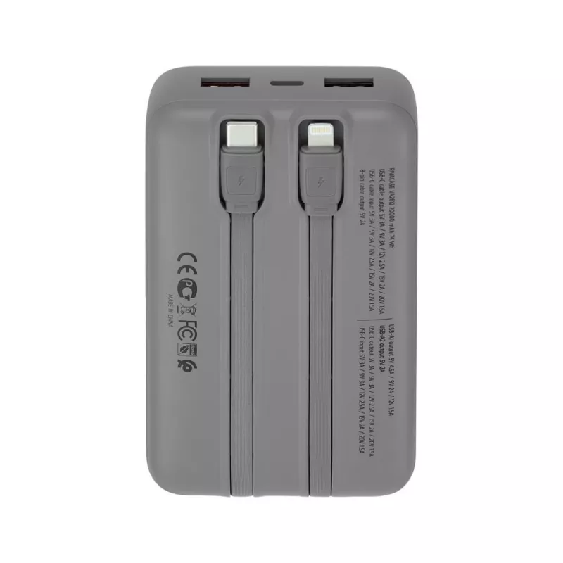 Išorinė baterija Rivacase VA2612 — 20000 mAh nešiojamas USB įkroviklis su keliais USB prievadais