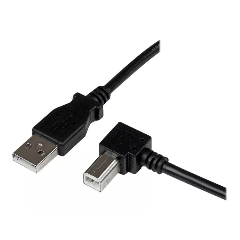 StarTech.com 3 m USB 2.0 A į stačiu kampu B laidas - vyriškas/vyriškas, 3 m, USB A, USB B, USB 2.0, juodas