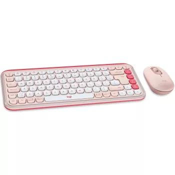 Logitech POP Icon Combo - klaviatūros ir pelės rinkinys - belaidis - Bluetooth LE - QWERTY - US International - rosé, balkšva (920-013142)