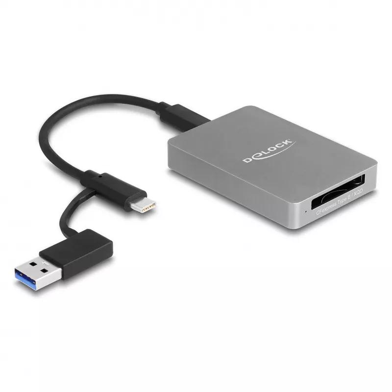 DeLOCK USB Type-C Card Reader skaitytuvas CFexpress XQD Aliuminis Pilka 10000 Mbit/s