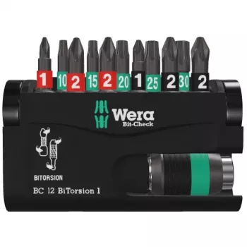 Atsuktuvų antgalių rinkinys Wera Bit-Check 12 BiTorsion 1 SB
