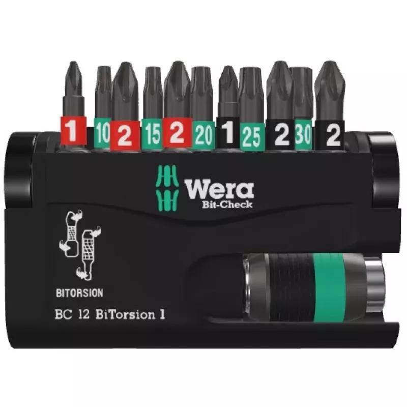 Atsuktuvų antgalių rinkinys Wera Bit-Check 12 BiTorsion 1 SB