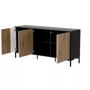 Komoda cama meble MERCI 151 x 40 x 74 cm — juoda / meistriškas ąžuolas, medžio drožlių plokštė