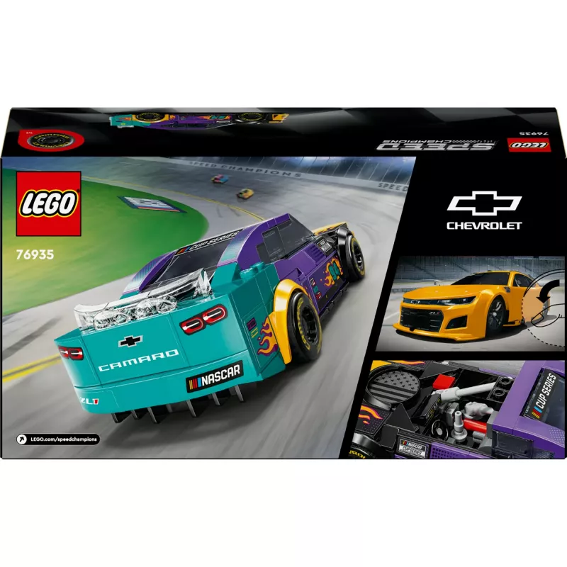 Konstruktorius LEGO Speed Champions 76935 NASCAR Next Gen Chevrolet Camaro ZL1, 328 detalės, 1 minifigūrėlė, amžius 9+