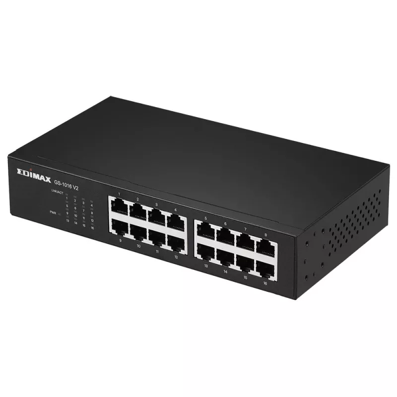 Edimax GS-1016 V2 tinklo jungiklis Valdomas Gigabit Ethernet (10/100/1000) Juoda