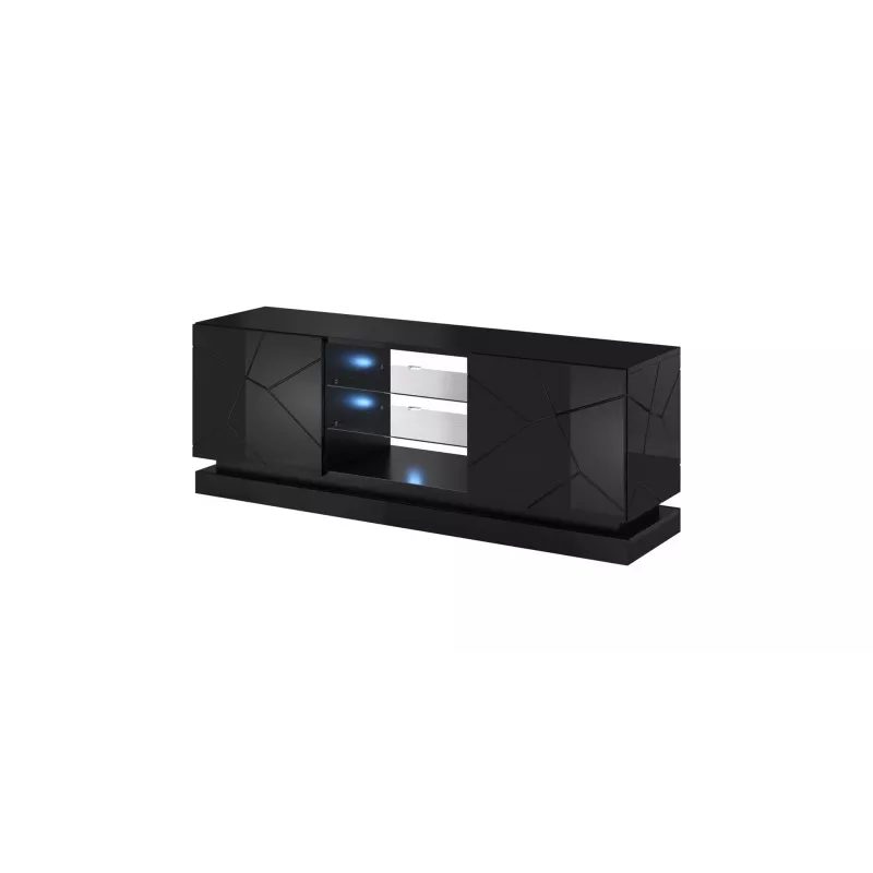 TV spintelė cama meble QIU 160 — MDF juodas blizgesys, 1600×420×570 mm