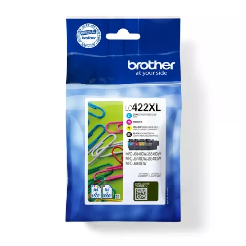 Brother LC422XLVALDR rašalo kasetė 4 vnt. Originali Didelio (XL) našumo Juoda, Žydra, Purpurinė, Geltona