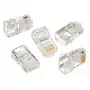 Modulinis 8P8C kištukas kietam LAN kabeliui CAT5, UTP, 10 vnt. maišelyje | Modulinis 8P8C RJ45 kištukas, 30 µ″ auksuotas, 3 šakų vidiniai kontaktai naudojimui su kietais LAN kabeliais