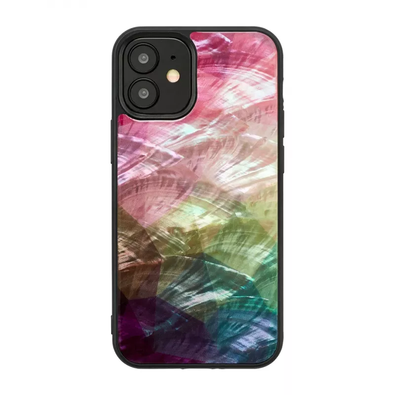 Apsauginis telefono dėklas iKins, skirtas Apple iPhone 12 mini — vandens gėlių dizainas, juodas