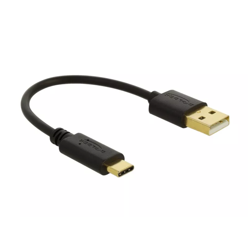 DeLOCK USB įkrovimo laidas Type-A į USB Type-C 15 cm juodas