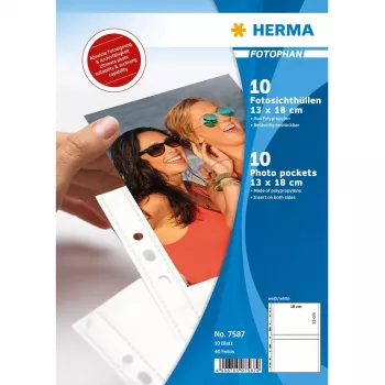 Nuotraukų kišenės HERMA Fotophan 13x18 cm gulsčios baltos 10 vnt.