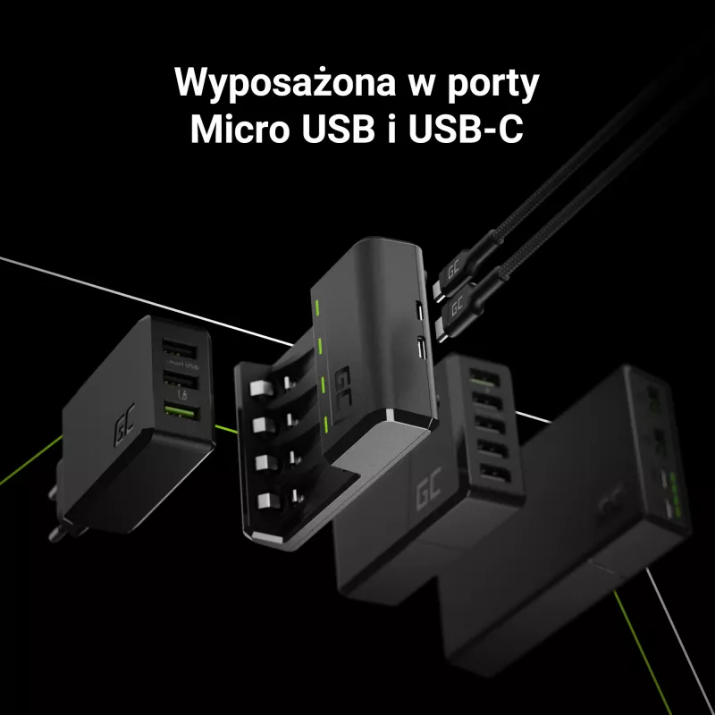Baterijų įkroviklis Green Cell GC VitalCharger USB, 4 lizdų, AA/AAA, maitinamas USB, juodas