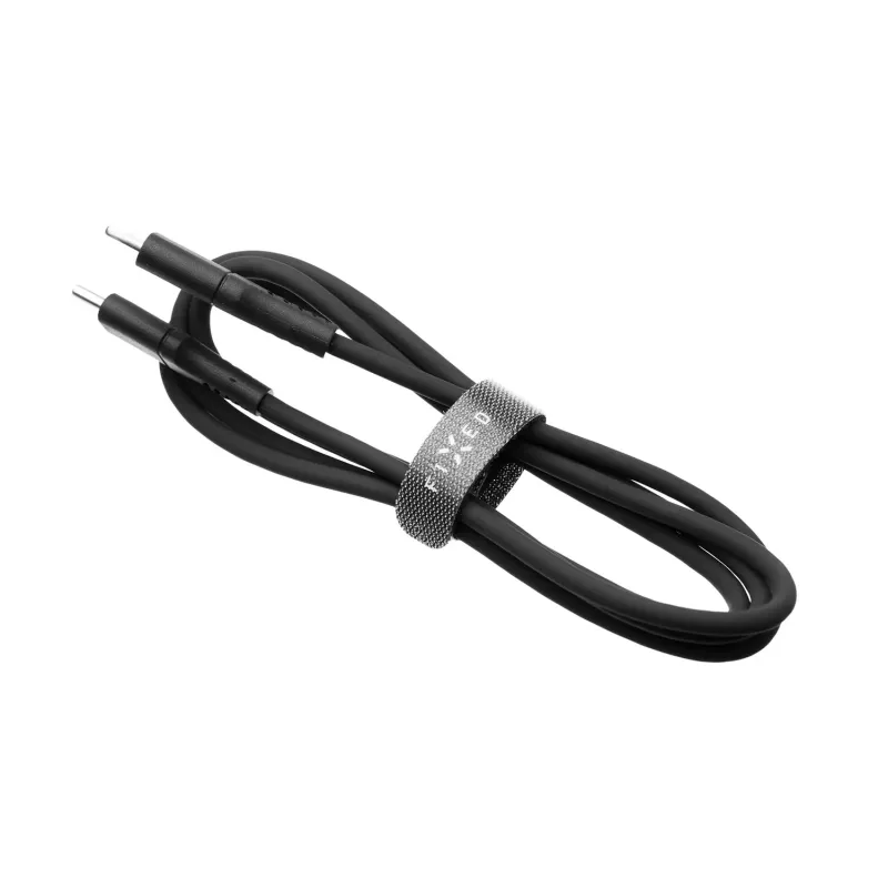 FIXED Liquid Silicone kabelis USB-C/USB-C, 0,5m, 60W, Juoda | Fixed