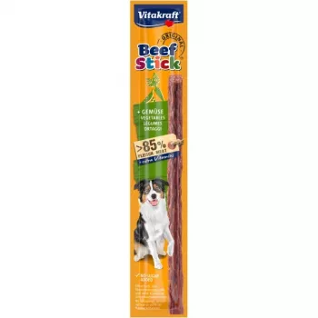 Šunų skanėstas Vitakraft Beef Stick Vegetables 12 g — vienas kramtomasis skanėstas, jautienos skonio, 12 g paketėlis