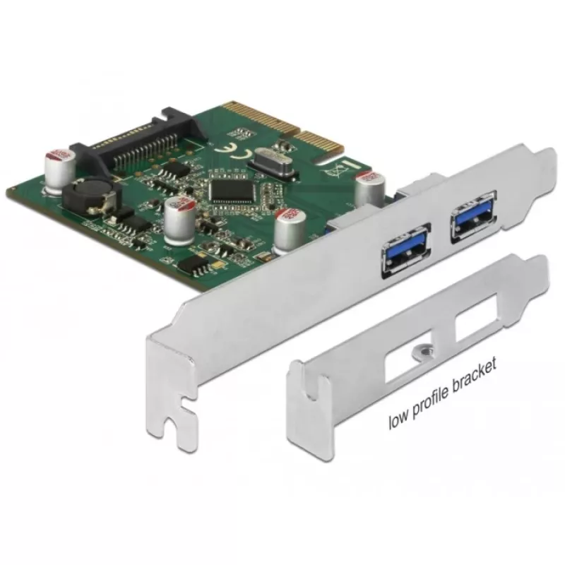 Delock PCI Express x4 plokštė su 2 išoriniais USB 3.1 Gen 2 Type-A lizdais (90298)