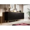 GLAMOUR komoda 180x40x75,5 cm, juoda matinė + auksas