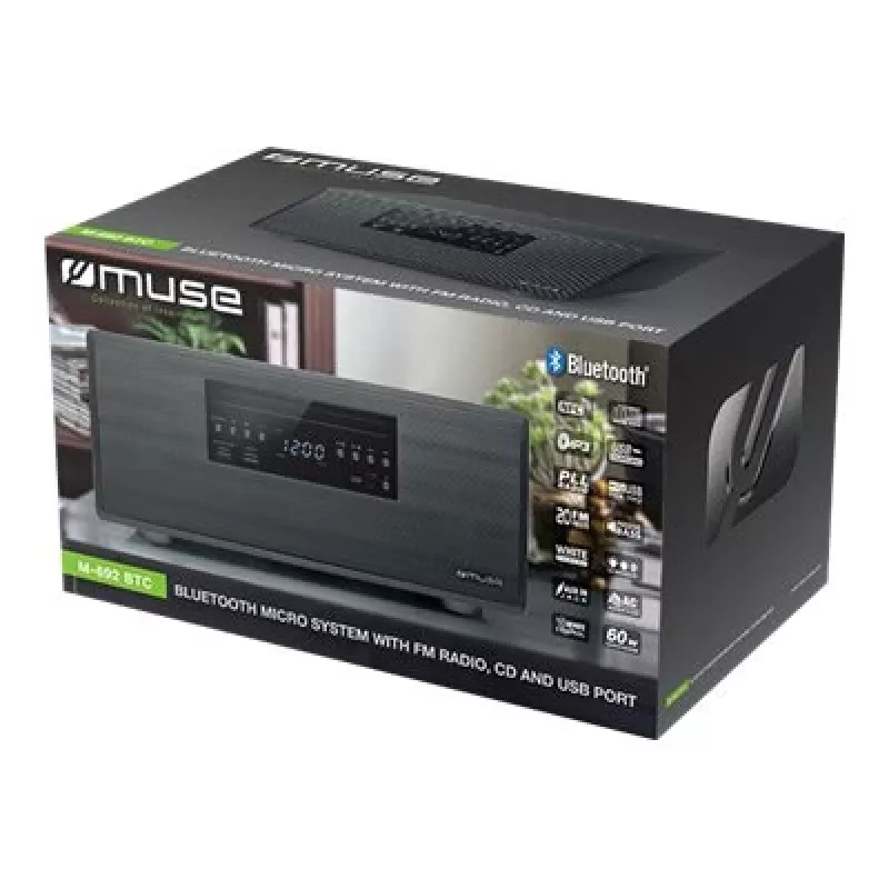 Muse | Bluetooth mikro sistema | M-692 BTC | Taip | 2 x 30 W | Bluetooth | Juoda | NFC funkcijos | Belaidis ryšys