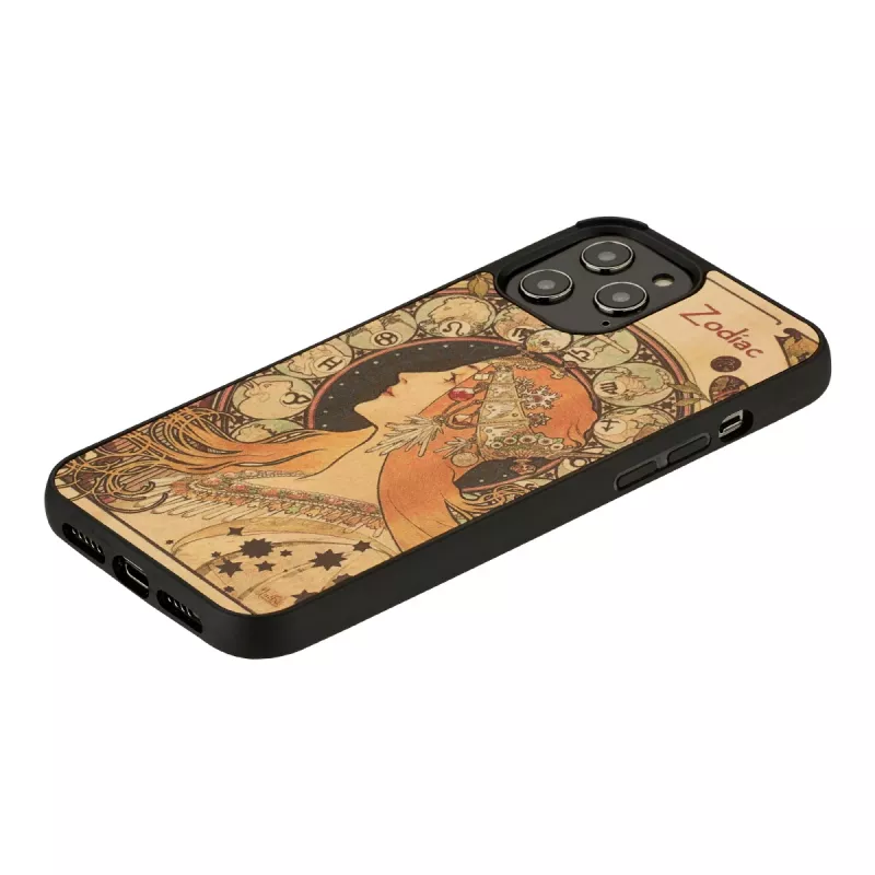 Telefono dėklas man and wood, skirtas iPhone 12 Pro Max — zodiac Juoda