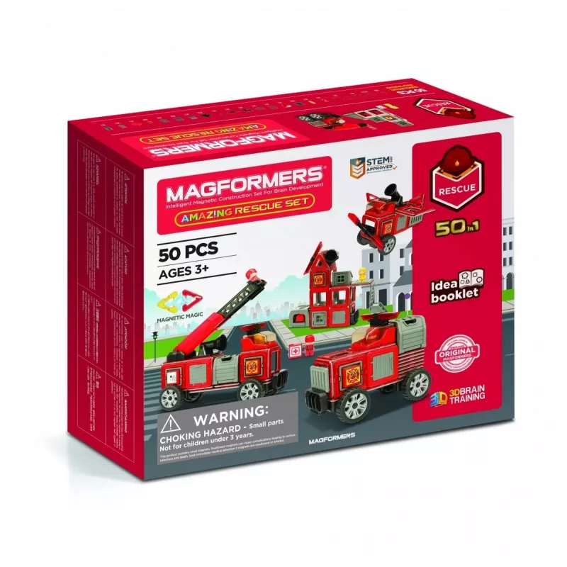 Konstrukciniai blokeliai MAGFORMERS Emergency set — magnetinis statybų rinkinys avarinėms transporto priemonėms ir scenoms