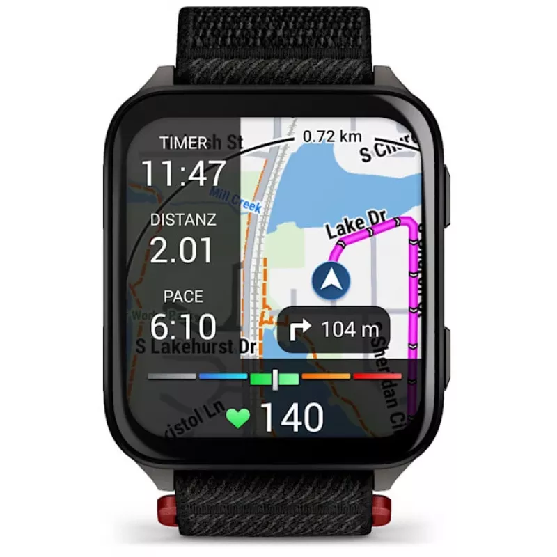 Išmanusis laikrodis GARMIN Venu X1 — 2 colių AMOLED, GPS/GLONASS/Galileo, 5 ATM, 11 dienų baterija, juodas silikoninis dirželis