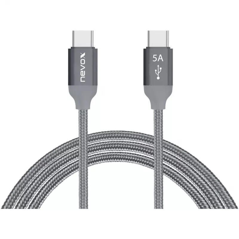 USB laidas Nevox 1654 USB 2.0 2m USB C pilka, sidabrinė