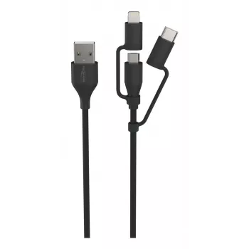 Ansmann kabelis USB to 3in1 120cm Juoda Micro-USB B