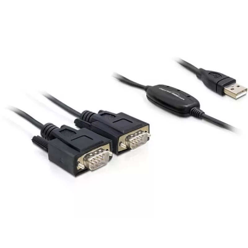 Serijinis kabelis DeLOCK 2x RS232/USB 2.0 juodas 61886