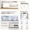MERCUSYS Halo H27BE „Wi‑Fi 7“ dviejų juostų tinklinė sistema, 2 vnt., 3x LAN, 3568 Mbps, vidinės antenos, balta
