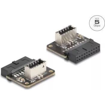 DeLOCK 67239 kabelio jungties adapteris 19 kontaktų USB USB Type-E juodas nerūdijantis plienas
