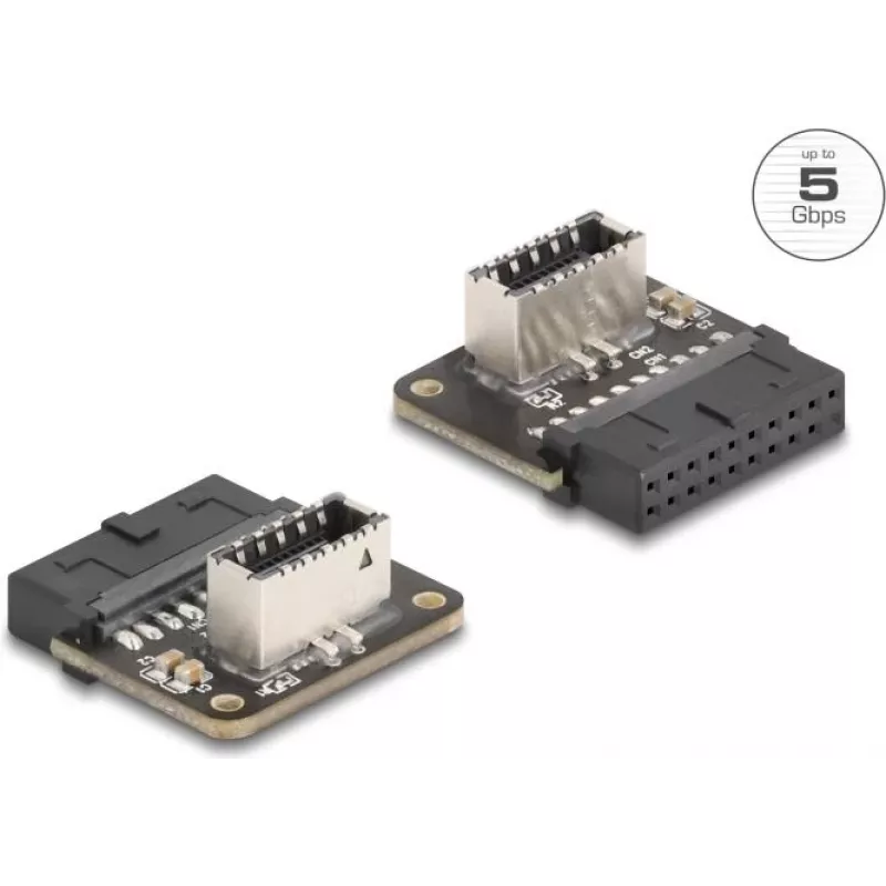 DeLOCK 67239 kabelio jungties adapteris 19 kontaktų USB USB Type-E juodas nerūdijantis plienas