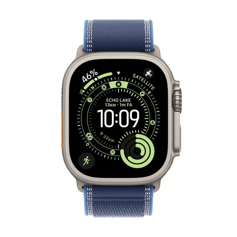 Apple Watch Ultra 3 GPS + Cellular 49mm Natural Titanium Case su Blue/Bright Blue Trail Loop - S/M | Apple