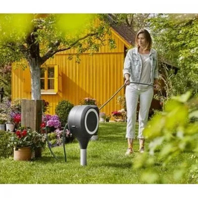 Ant žemės stovintis žarnos laikiklis Gardena RollUp Automatic Juoda Pilka