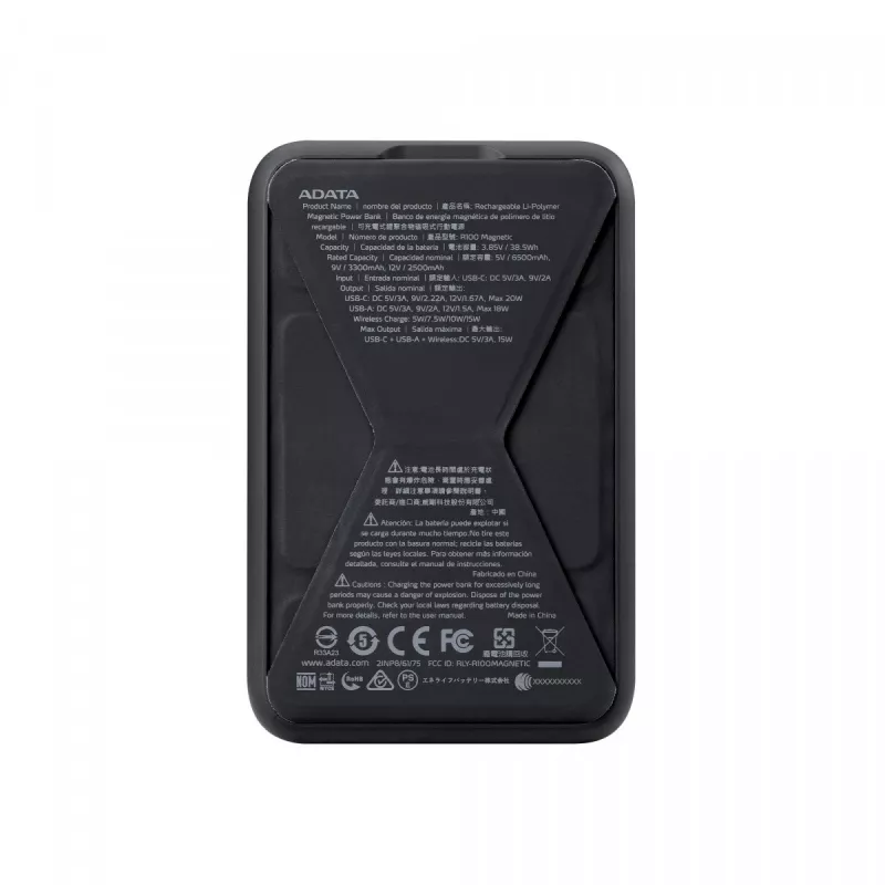 ADATA PR100-12BK išorinė baterija Ličio polimerų (LiPo) 10000 mAh Belaidis įkrovimas Juoda