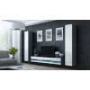 TV staliukas Cama Meble VIGO NEW 30/140/40 — 1400×400×300 mm, pilkas viršus, medžio drožlių plokštė, pilkas rėmas, balti blizgūs fasadai