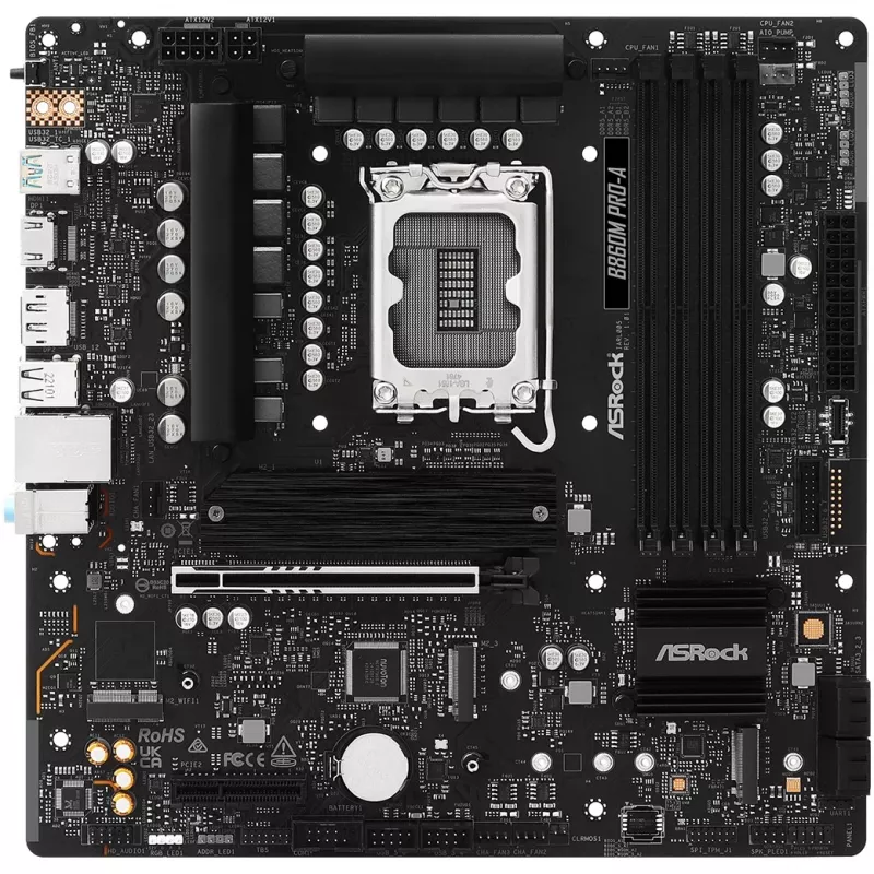 Pagrindinė plokštė ASRock B860M Pro-A micro ATX — Intel B860, LGA 1851, DDR5, 4 DIMM, iki 256 GB, 2.5Gb Ethernet