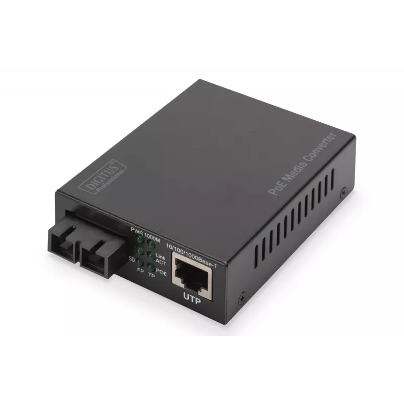 Digitus Gigabit PoE medijos keitiklis, RJ45 / SC, SM, PSE