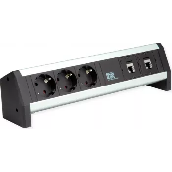 Bachmann DESK 3xCEE7/3 2x CM-CAT6A modulis — stalo maitinimo ir tinklo modulis