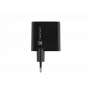 Laidus mobilusis įrenginių įkroviklis NATEC NUC-2145, 65 W, USB-C PD 3.0 + QC 3.0, 1x USB-C, 1x USB-A, 110–240 V, juodas
