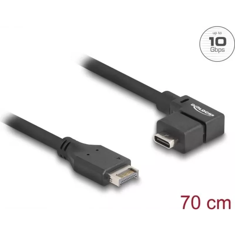 DeLOCK USB 10 Gbps laidas Type-E Key A 20 kontaktų kištukas į USB Type-C lizdą kampinis 70 cm