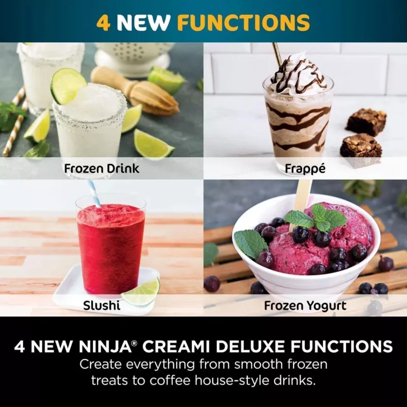 Ninja Creami Deluxe NC502CH, Ice Cream and Ice Maker, Juoda