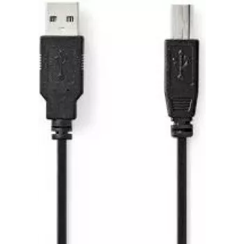 Nedis USB kabelis | USB 2.0 | USB-A kištukas | USB-B kištukas - 10 W | 480 Mbps | nikeliuotas | 1,00 m | Apvalus | PVC | Juoda | Etiketė