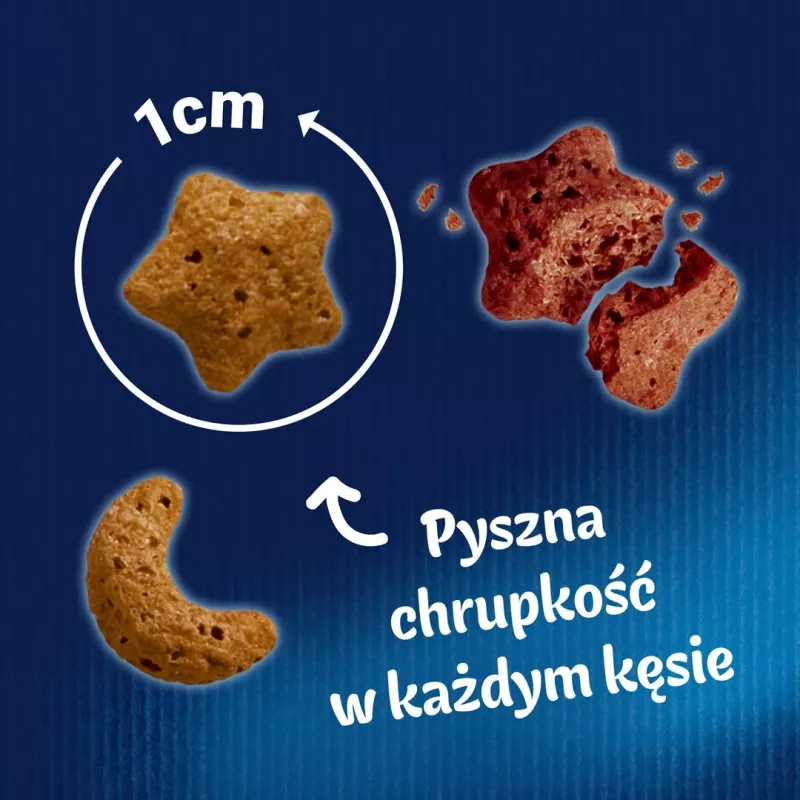 Sausas kačių skanėstas Felix Crispies Beef & Chicken 45 g — mėsingas traškus užkandis suaugusioms katėms, 31,5% baltymų, 15,5% riebalų