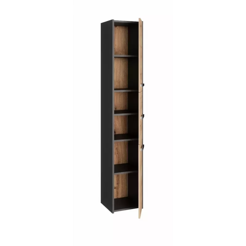 Vonios spintelė top e shop S33 — laisvai pastatoma, ąžuolo spalvos rėmas, antracito/Artisan apdaila, 6 lentynos