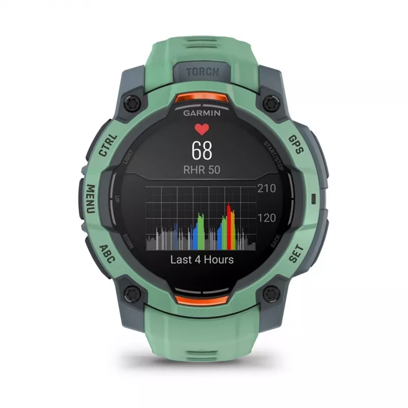 Garmin Instinct 3 AMOLED 3,05 cm (1,2) 45 mm Skaitmeninis 390 x 390 pikselių Jutiklinis ekranas Žalias GPS (palydovinis)