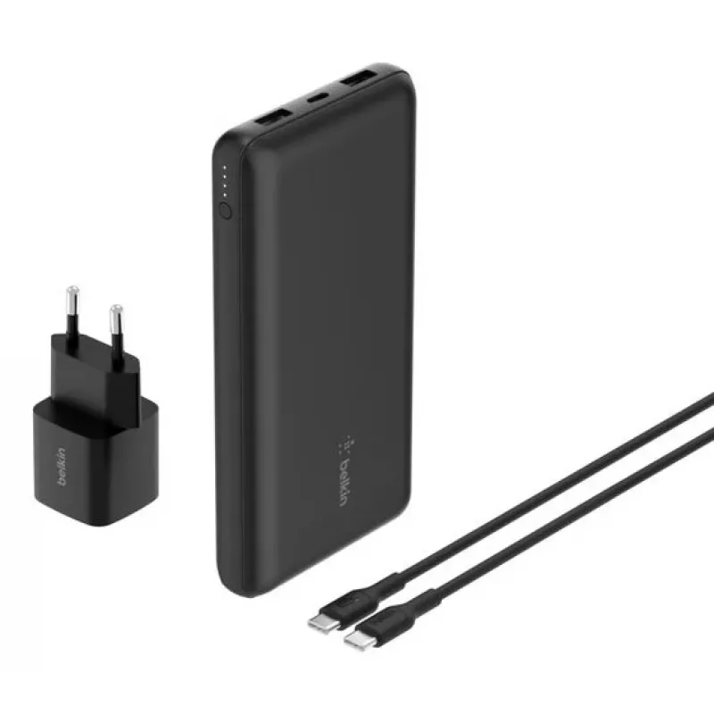 Belkin BoostCharge – Powerbank + kintamosios srovės maitinimo šaltinis – 20000 mAh – PD – 3 išvesties prievadai (24 kontaktų USB-C, 2 x USB)