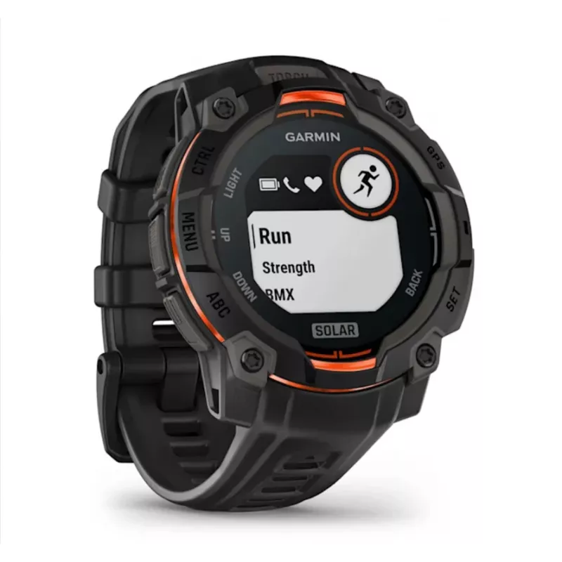 Garmin Instinct® 3 – 45 mm, saulės energija naudojantis laikrodis, juodas