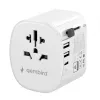 Keliautojo adapteris GEMBIRD TPA-EU2A1C15-01-W — 15 W, E tipo kištukas, 2× USB-A + 1× USB-C, 100–250 V