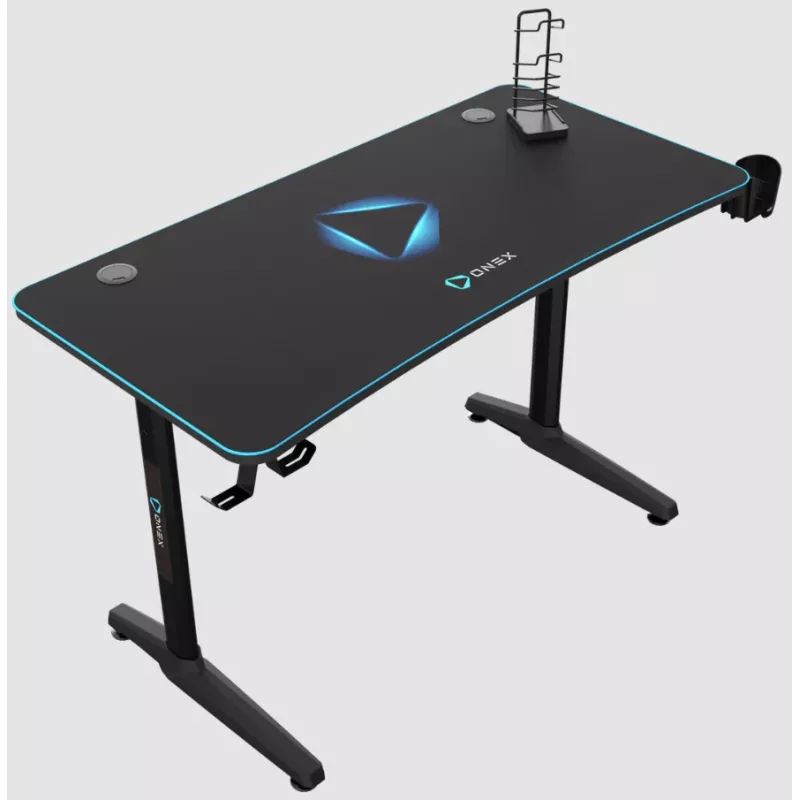 Žaidimų stalas Onex GD1200H — 1200 mm stalviršis su puodelio laikikliu ir ausinių kabliu