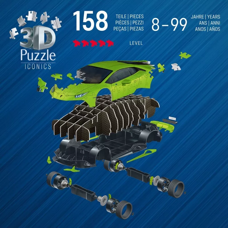 3D dėlionė 158 dalių Lamborghini Huracan EVO žalia