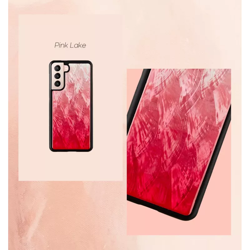 Telefono dėklas iKins, skirtas Samsung Galaxy S21+ — rožinis ežeras su juodais akcentais